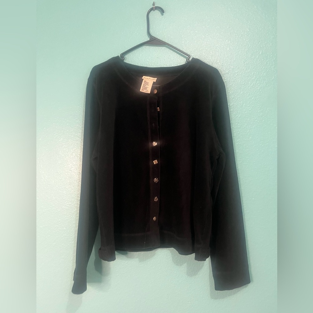 White Stag Black Velvet Snap-Front Cardigan